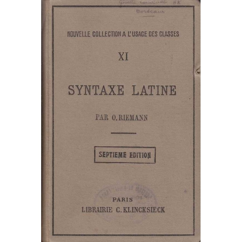 Syntaxe latine - O. Riemann