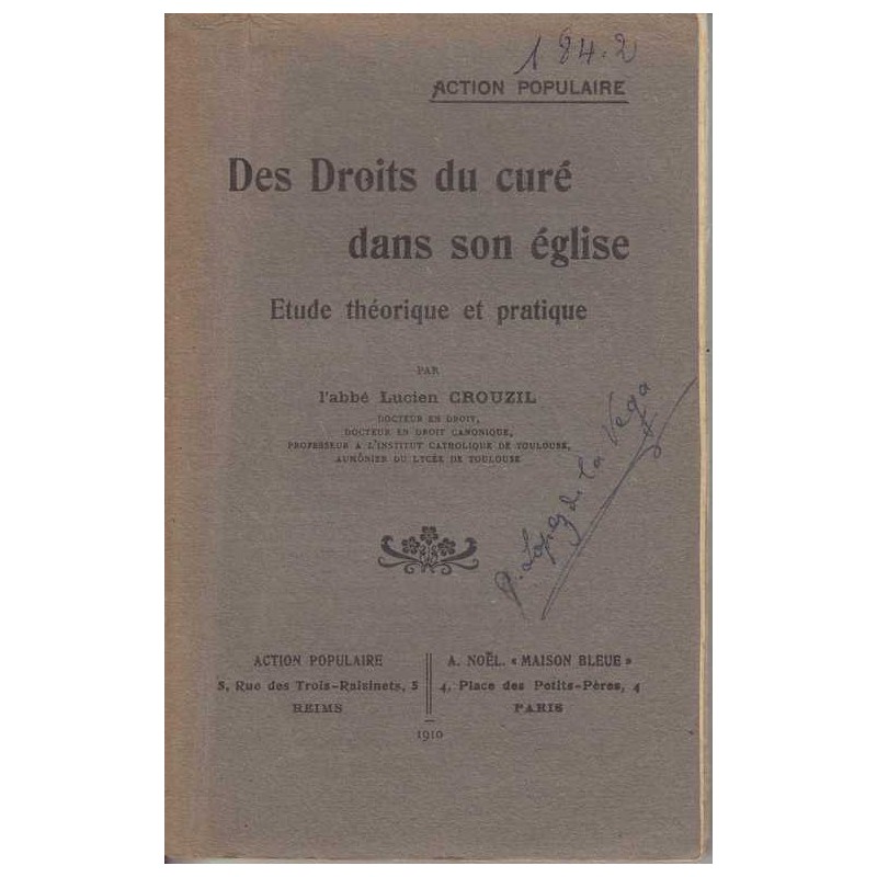 Des droits du curé dans son église - Lucien Crouzil