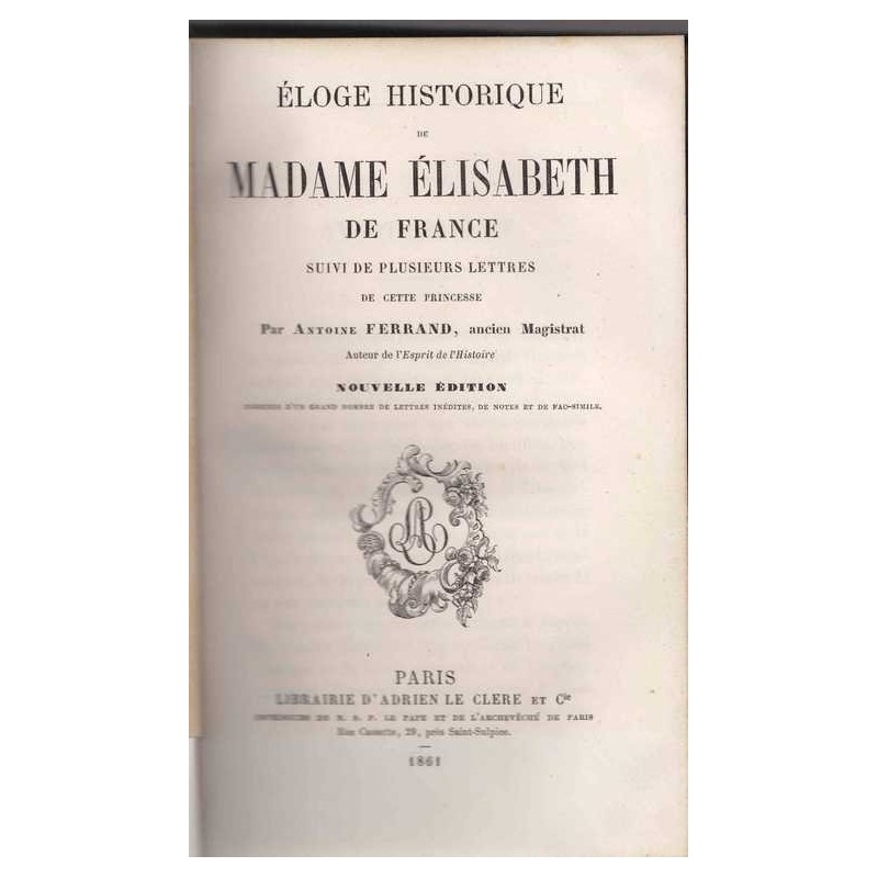 Eloge historique de Madame Elisabeth de France