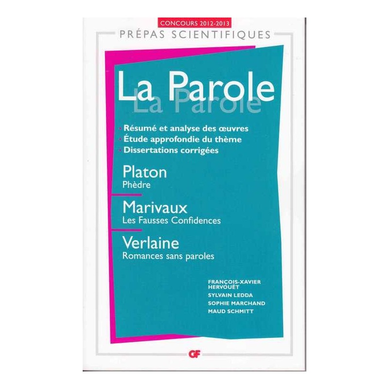 La Parole - Prépas scientifiques concours 2012-2013